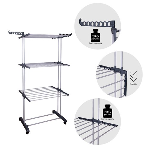 Tier foldable clothes airer - foldable,